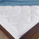 White Four Leaf Clover Quilted Fitted Mattress Pad , Elastic Stretches up to 18 Inches Deep