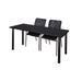 Kee Black 72-inch x 24-inch Training Table with 2 Black Mario Stack Chairs