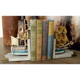 White Wood Sail Boat Bookends with Real Boat Rigging (Set of 2)