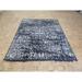 Hand Knotted Black Tabriz with Wool & Silk Oriental Rug (7'11" x 9'10") - 7'11" x 9'10"