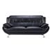 Leatherette Upholstered Wooden Sofa with Bustle Back and Stainless Steel Legs, Black