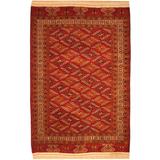 HERAT ORIENTAL Handmade One-of-a-Kind Antique Turkoman Wool Rug - 4'2 x 6'5