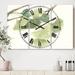 Designart 'Watercolor Gingko Leaves I' Cottage 3 Panels Large Wall CLock - 36 in. wide x 28 in. high - 3 panels
