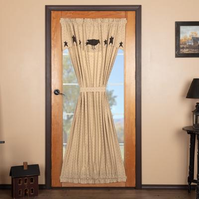 Kettle Grove Door Panel with Attached Applique Crow and Star Valance - Door Panel With Valance 72x40