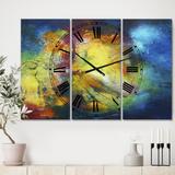 Designart 'Birth of a Star' Large Modern Wall Clock - 3 Panels - 36 in. wide x 28 in. high - 3 Panels