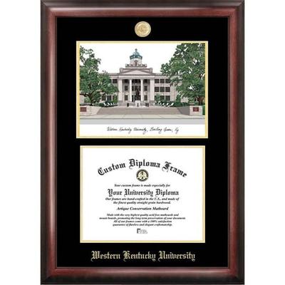 Western Kentucky University 11w x 8.5h Gold Embossed Diploma Frame with Campus Images Lithograph