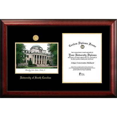 University of South Carolina 11w x 14h Gold Embossed Diploma Frame with Campus Images Lithograph