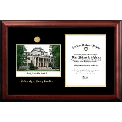 University of South Carolina 11w x 14h Gold Embossed Diploma Frame with Campus Images Lithograph