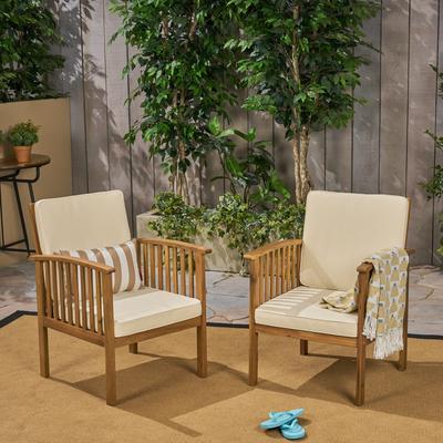 Casa Acacia Outdoor Acacia Wood Club Chairs(Set of 2) by Christopher Knight Home