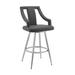 Maxen 30" Gray Faux Leather and Brushed Stainless Steel Swivel Bar Stool - Bar Height - 29-32 in.