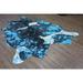 Multi Blue Color Home Indoor Leather Cowhide - 5'x8'-6'x8'