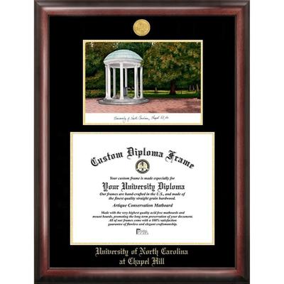 University of North Carolina, Chapel Hill 14w x 11.5h Gold Embossed Diploma Frame with Campus Images Lithograph