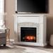 SEI Furniture Helliwell Electric Media Fireplace with White Faux Stone Mantel and Media Storage