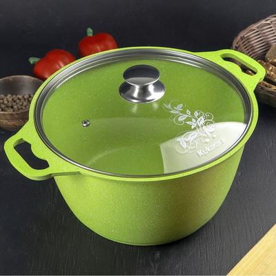 KUKMARA 4.2 Qt Aluminum Marble Non-Stick Pot w/Glass Lid