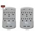 Royal Designs Gray USB Wall Mount and Surge Protector with 6 Outlets and Two USB Ports, Set of 2