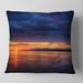 Designart 'Blue Cloudy Sky and Setting Sun' Seashore Photo Throw Pillow