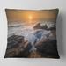 Designart 'Sunset over Rocky Seashore' Beach Photo Throw Pillow