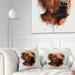 Designart 'Brown Dog Face Watercolor' Animal Throw Pillow