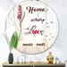 Designart 'Home Where Love Never Ends. II' Printed Cabin and Lodge Round Wall Mirror - Multi