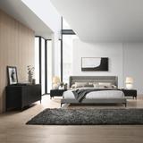 Legend 3 or 4 Piece Gray Fabric King or Queen Platform Bed and Nightstands Bedroom Set