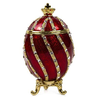 Imperial Faberge Winding with Crown Egg / Jewelry Box in Red (Small)