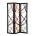 Contemporary 3 Panel Wooden Screen with Woven String Design, Multicolor