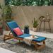 Maki Outdoor Acacia Wood Chaise Lounge and Cushion Set by Christopher Knight Home
