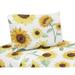 Sweet Jojo Designs Yellow Green and White Boho Floral Sunflower Collection 4-piece Queen Sheet Set - Farmhouse Watercolor Flower