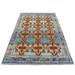 Shahbanu Rugs Orange Colorful Afghan Baluch Hand Knotted Tribal Design Pure Wool Oriental Rug (5'8" x 7'9") - 5'8" x 7'9"