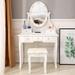 Single Mirror 5 Drawer Dressing Table With Light Bulb White