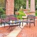 Sedona 3 Piece Cast Aluminum Outdoor Conversation Seating Set - Loveseat, Club Chair & Cocktail Table Black Finish