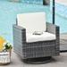 Outsunny Rattan Wicker Swivel Rocking Chair with Armrest, Soft Thick Cushions, Outdoor Club Chair with Strong Steel Frame