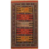Tribal Sumak Kilim Persian Area Rug Wool Flat-woven Foyer Carpet - 3'3" x 5'8"