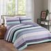 Porch & Den Applegate Aqua/Lilac Striped Cotton 3-piece Reversible Quilt Bedding Set - Aqua/Lilac/Purple