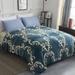 Large Boho Blanket Geometric Flannel Blanket King Blue Floral