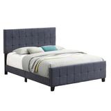 Grid Tufted Fabric Upholstered Queen Bed, Gray