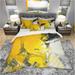 Designart 'White and Yellow Marbled Acrylic with a cloud of Black' Modern & Contemporary Bedding Set - Duvet Cover & Shams