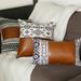 Faux Leather Square 17" Throw Pillow Cover (Set of 2)