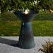 Glitzhome 27.5"H Two Birds Embossed Pedestal Ceramic LED Birdbath Fountain with Pump