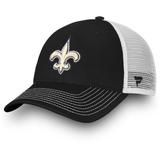 Men's Fanatics Branded Black/White New Orleans Saints Fundamental Trucker Unstructured Adjustable Hat