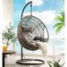 Infini Furnishings Swing Chair w/ Stand Plastic/Resin/Wicker/Rattan in Black/Brown | 77 H x 37 W x 37 D in | Wayfair IFA45088