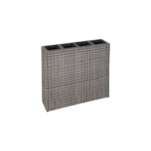 vidaXL Garten-Hochbeet mit 4 Töpfen Poly Rattan Grau