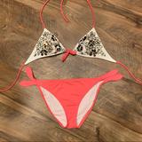 Victoria's Secret Swim | Bikini With Embellished Top | Color: Pink/White | Size: M