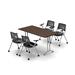 Inbox Zero Lolington 4 Person Conference Meeting Table w/ 4 Chairs Complete Set Wood/Metal in Brown/Gray | 30 H x 60 W x 30 D in | Wayfair