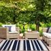 White 47 x 0.17 in Indoor/Outdoor Area Rug - Latitude Run® Striped Beige/Navy Blue Area Rug Set Polypropylene | 47 W x 0.17 D in | Wayfair