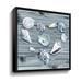 Highland Dunes Seashells on Gray Wooden Deck Beach House by Irina Sztukowski - Painting Print on Canvas in Blue/Gray | 18 H x 18 W x 2 D in | Wayfair