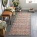 Blue/Brown 0.02 in Area Rug - Langley Street® Bria Machine Washable Oriental Dusty Coral/Brick Red Area Rug Polyester/Chenille/Cotton | Wayfair