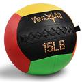 Yes4All NVU1 Medizinball Wall Ball 6.8 kg Gewichtsball Weicher aus Leder für Ganzkörpertraining und Kraftübungen