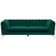Beliani Modern 3 Seater Velvet Sofa Button Tufting Chesterfield Low Back Green Sotra