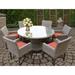 Oasis 7 Piece Round Outdoor Patio Wicker Dining Set, with Cushions